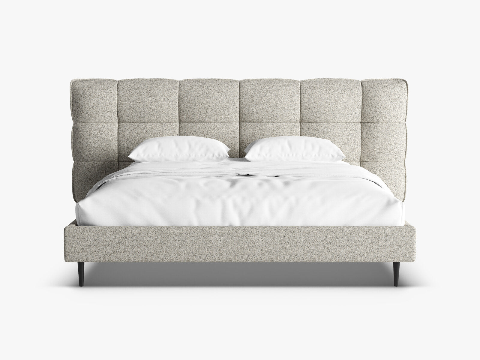 Micadoni Stauraumbett mit Kopfteil Eric with legs Strukturierter Stoff Puente Beige Melange 140x200