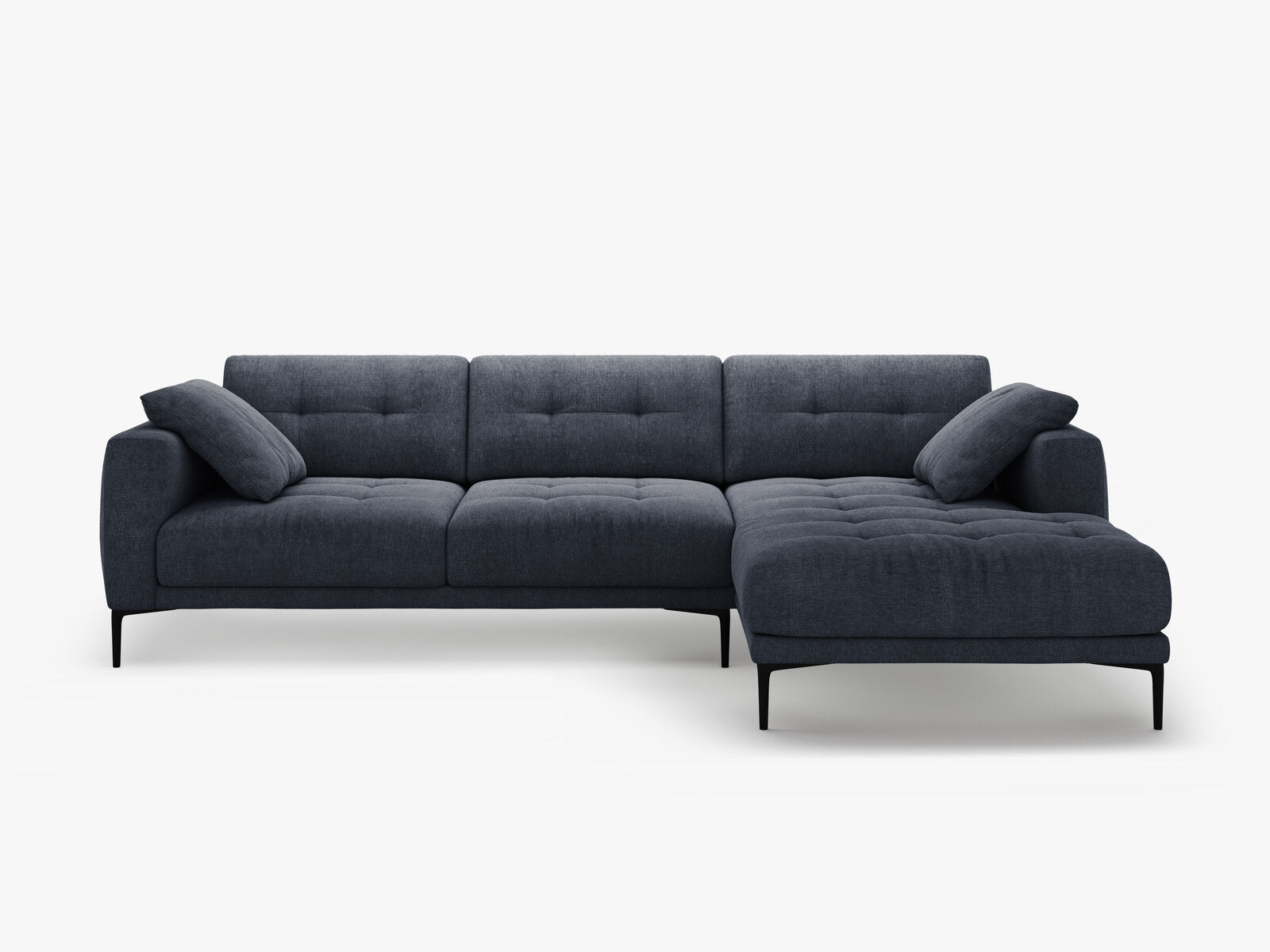 Micadoni Ecksofa Bemy 3-Sitzer Rechts Strukturierter Stoff Dunkelblau