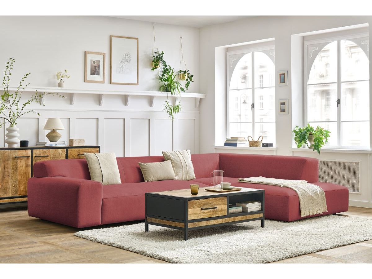 Bobochic Lavena Ecksofa 312 × 220 cm Samt Orange Ecke rechts