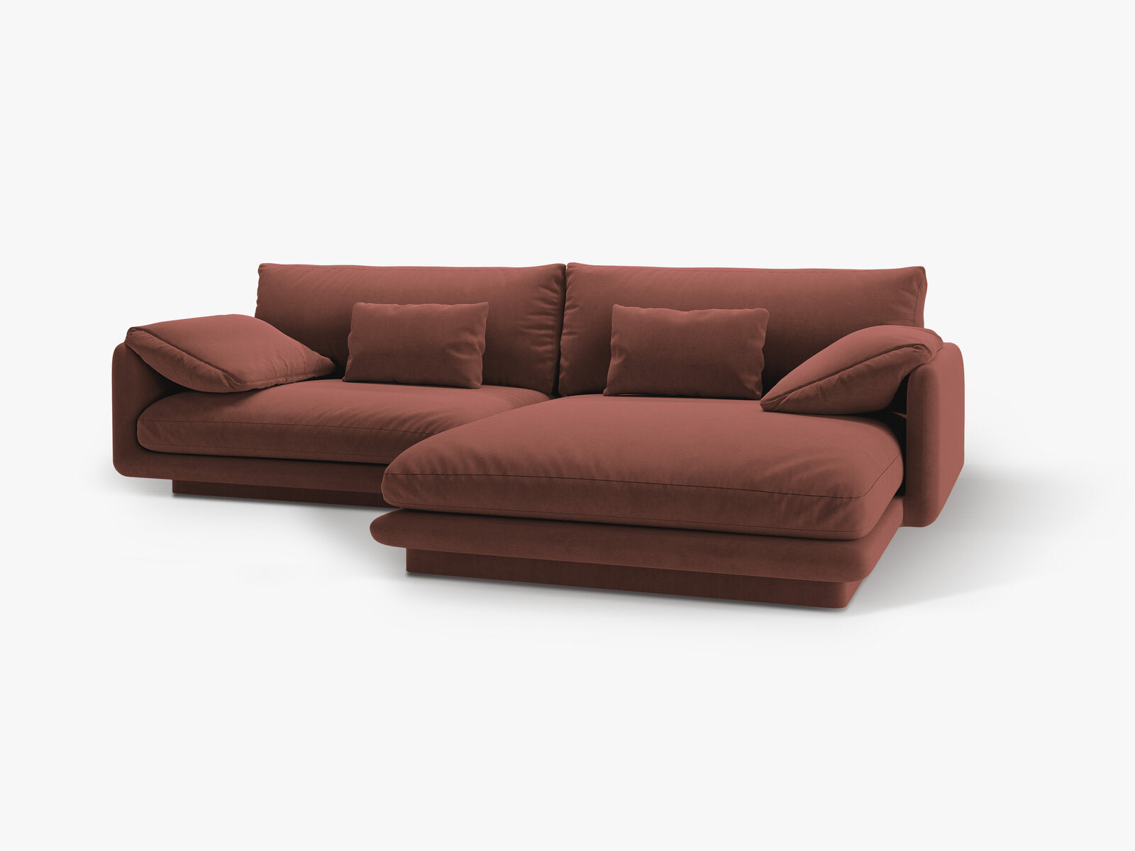 Micadoni Ecksofa Torino 4-Sitzer Rechts Samt Cuoio
