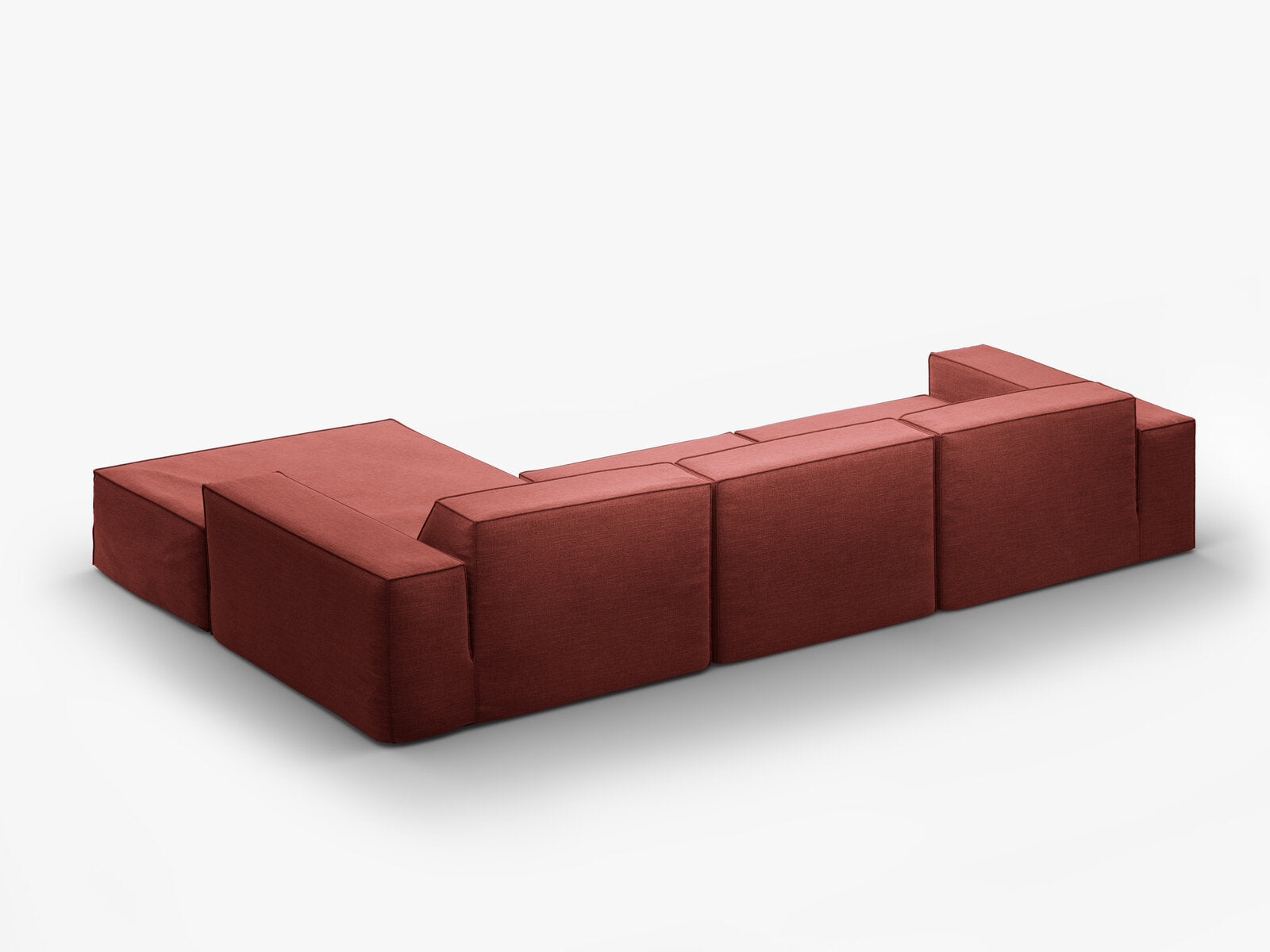 Micadoni Ecksofa Jodie 4-Sitzer Rechts Strukturierter Stoff Lins Kirschholz