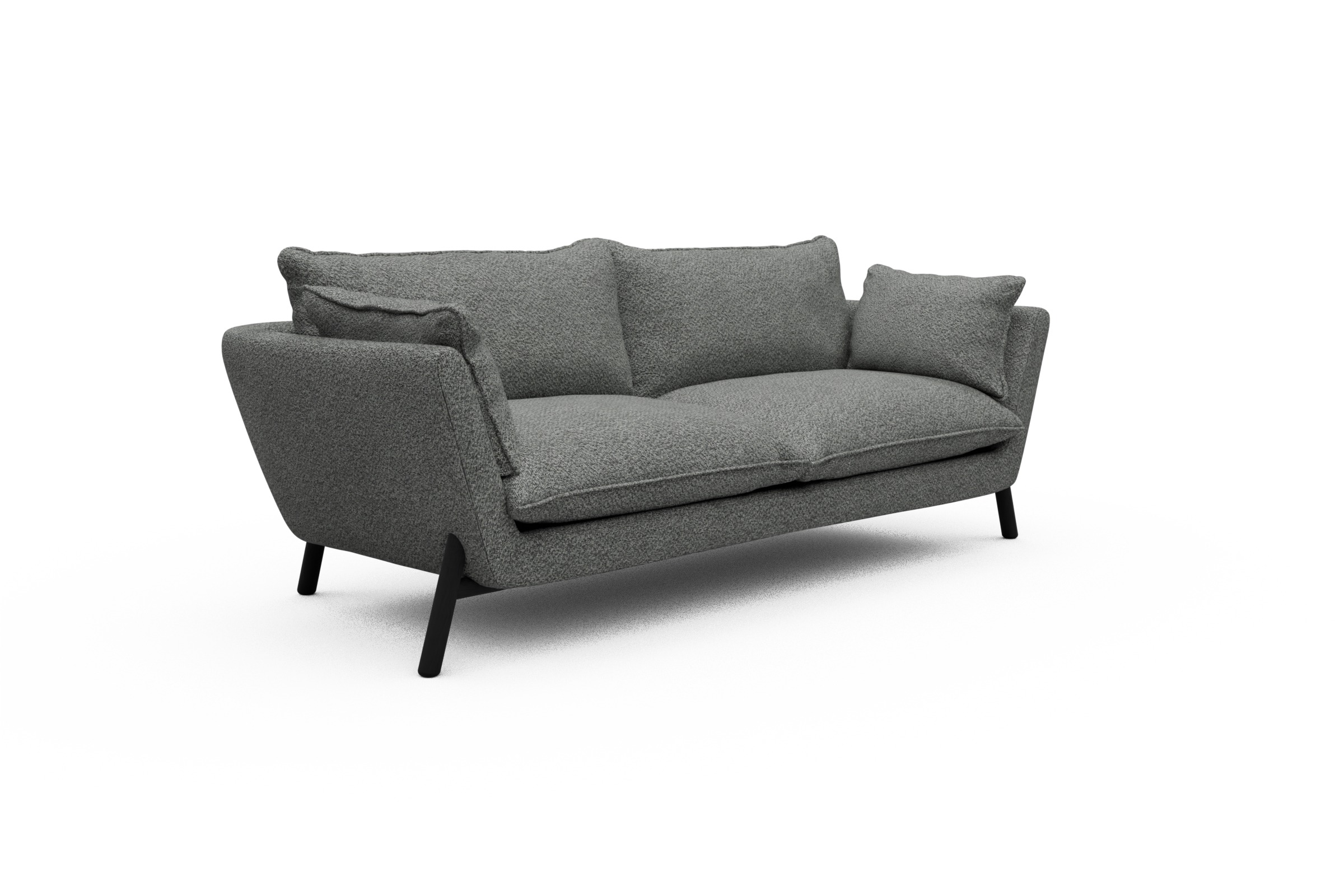 Sofa Emil PREMIUM 3-Sitzer Beinfarbe Eiche Schwarz Vanora-Warm-Grey