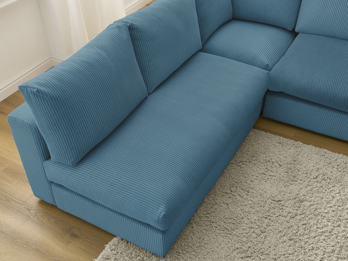 Bobochic Paris Ecksofa mit Pouf 369 × 167 cm Cordsamt Hellblau