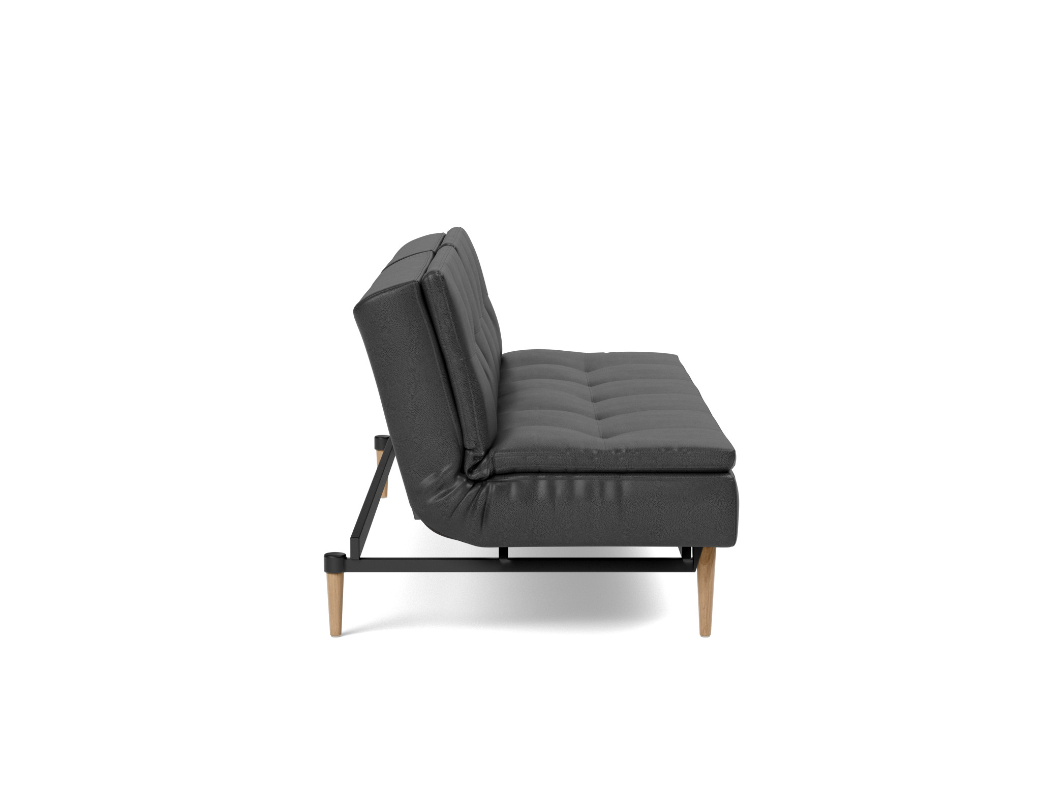 Schlafsofa Dublexo Lederoptik Faunal 550-Black Beine Styletto Eiche hell