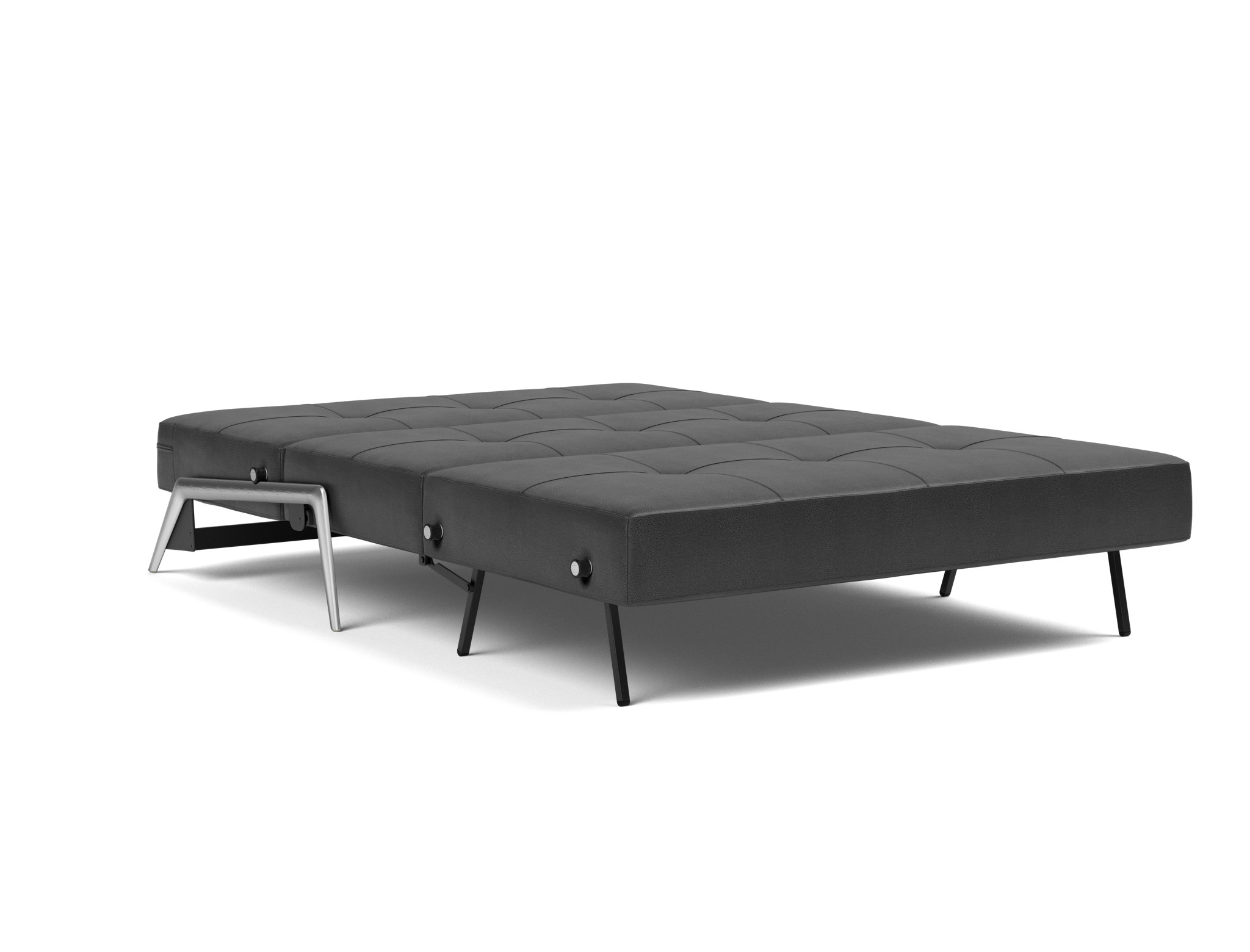 Schlafsofa Cubed 140 Lederoptik Faunal 550-Black Beine Aluminium