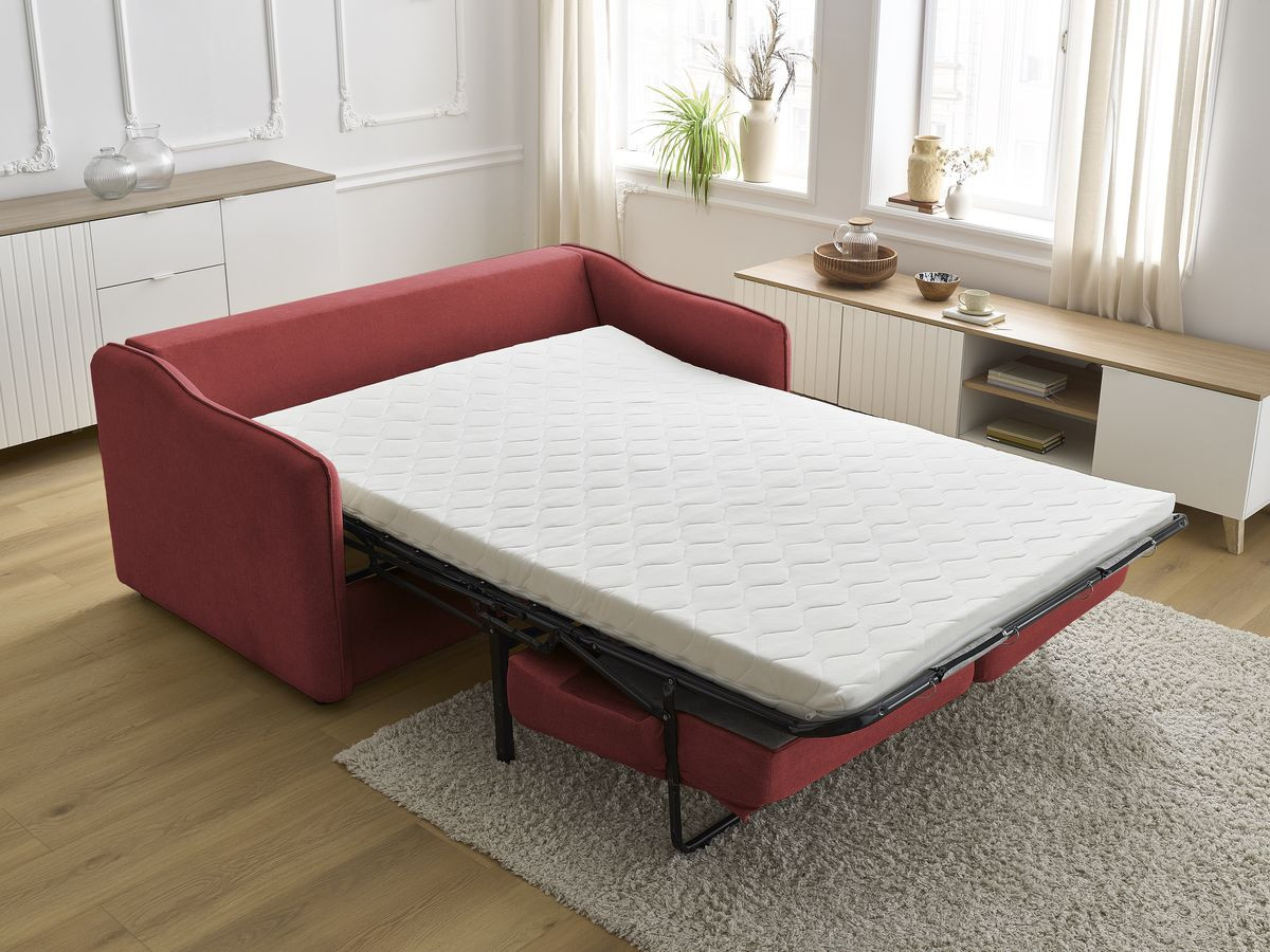 Bobochic Lenny Schlafsofa 3-Sitzer Stoff Rot