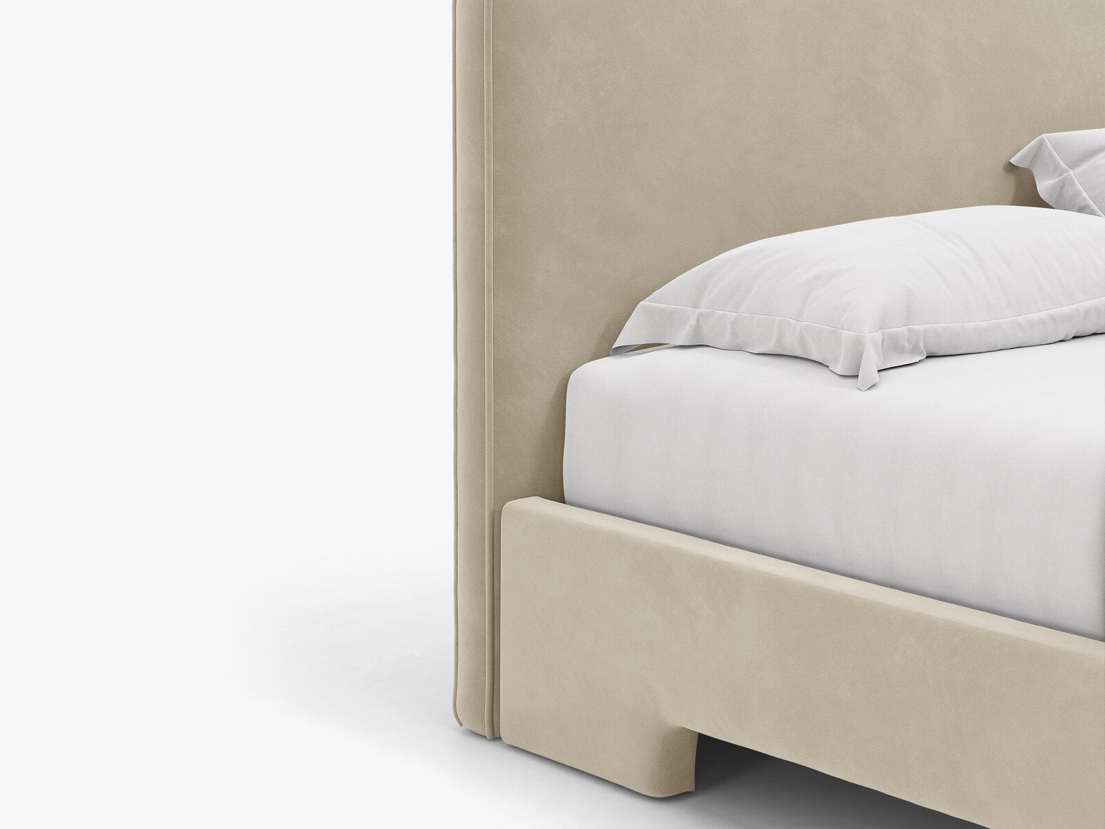 Micadoni Eda Bett mit Kopfteil Samt Casino Helles Beige 140x200