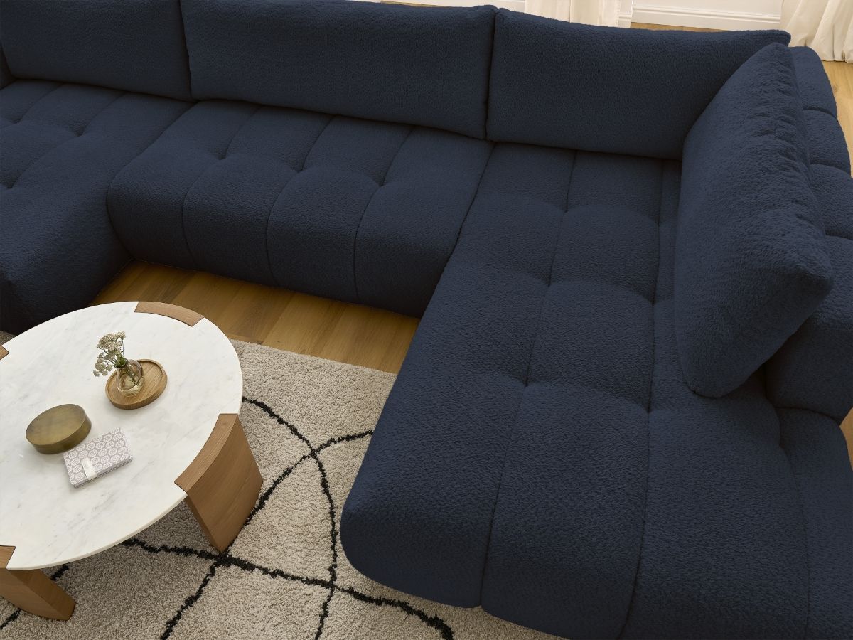 Bobochic Fuji Wohnlandschaft Bouclé-Stoff Dunkelblau Ecke links