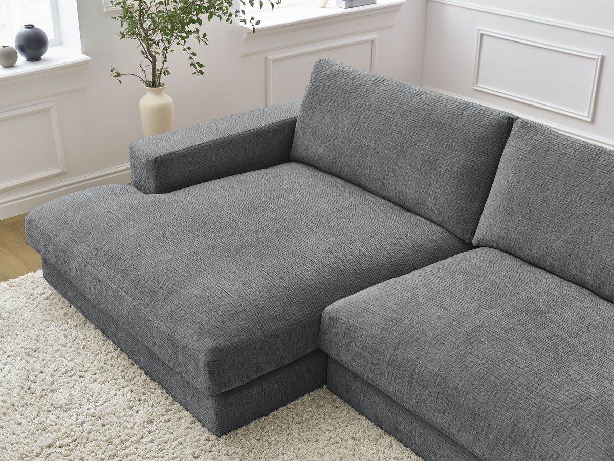 Bobochic Leonard Ecksofa 234 × 159 cm Strukturstoff Dunkelgrau Ecke links