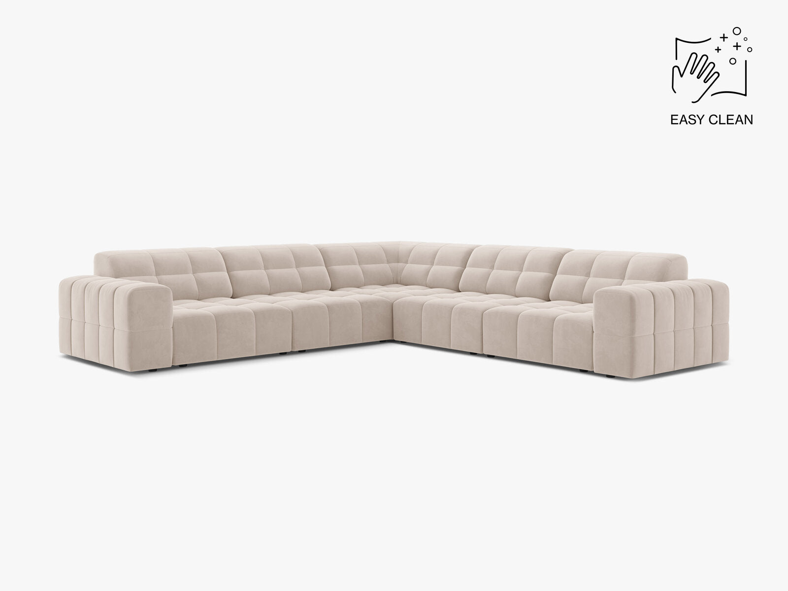 Micadoni Jennifer Modulares Ecksofa 7-Sitzer Samt Venus Helles Beige