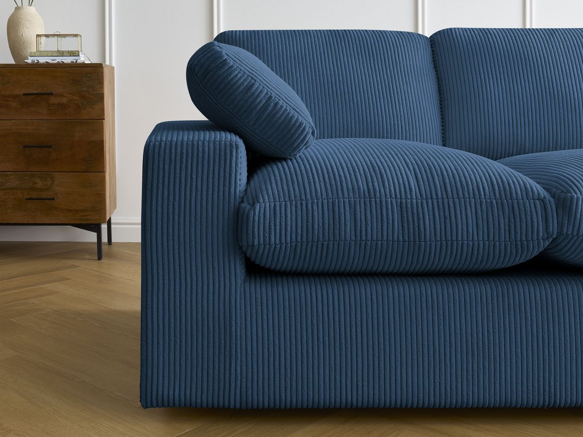 Bobochic Belair Ecksofa 280 × 139 cm Cordsamt Dunkelblau