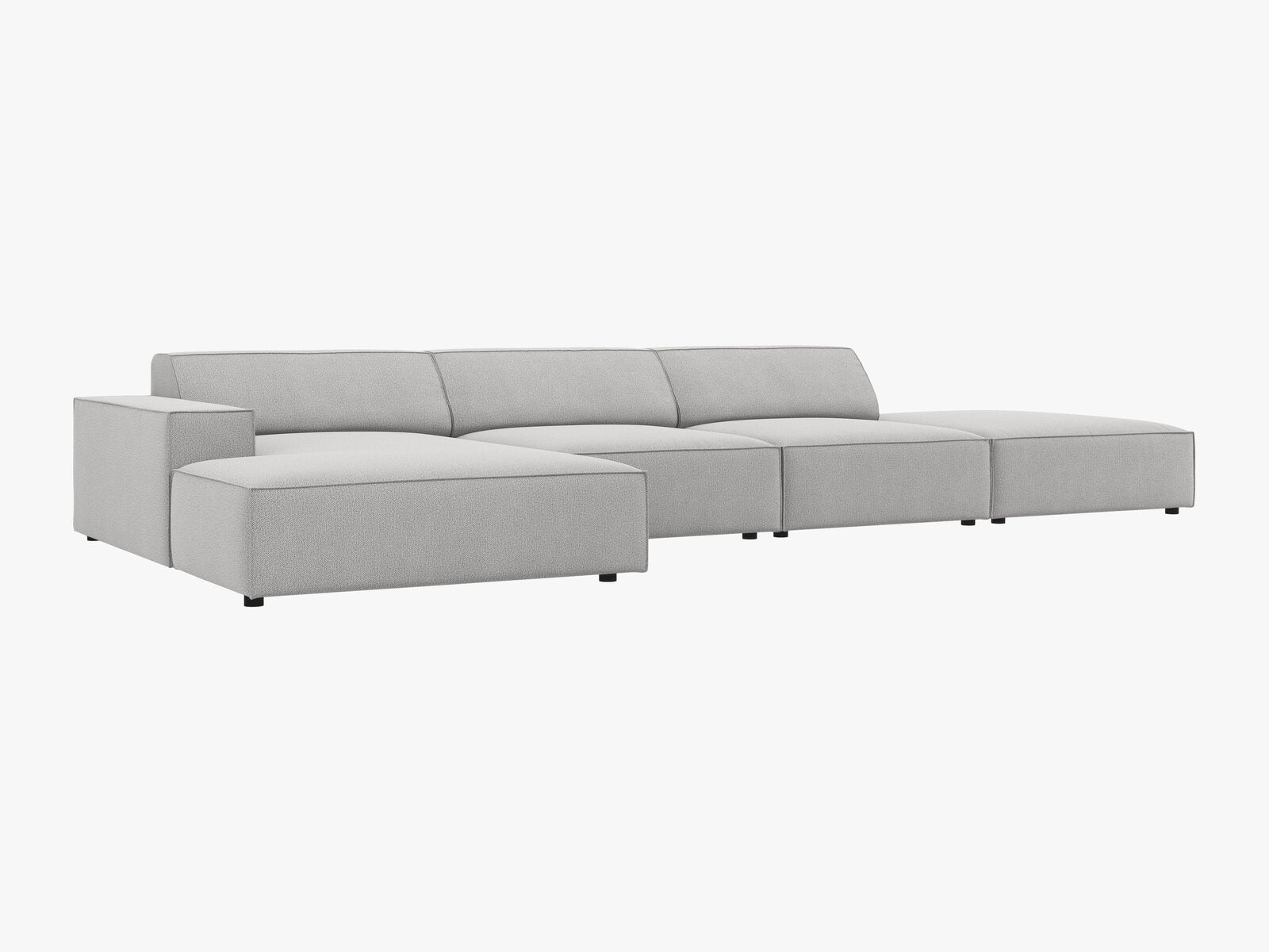 Micadoni Ecksofa Jodie 5-Sitzer Links Strukturierter Stoff Megan Hellgrau
