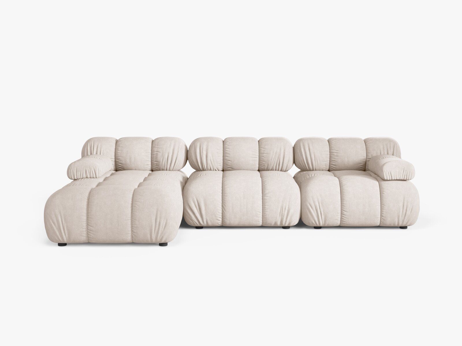Micadoni Modulares Ecksofa Bellis 4-Sitzer Links Strukturierter Stoff Liberty Beige