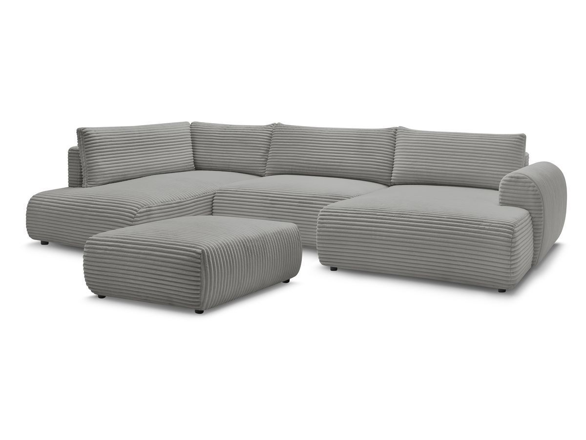 Bobochic Lucien Wohnlandschaft mit Pouf Breitcord weich Dunkelgrau Ecke rechts