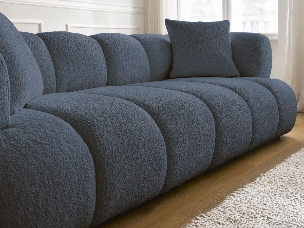 Bobochic Pamira Sofa 5-Sitzer Bouclé-Stoff Dunkelblau