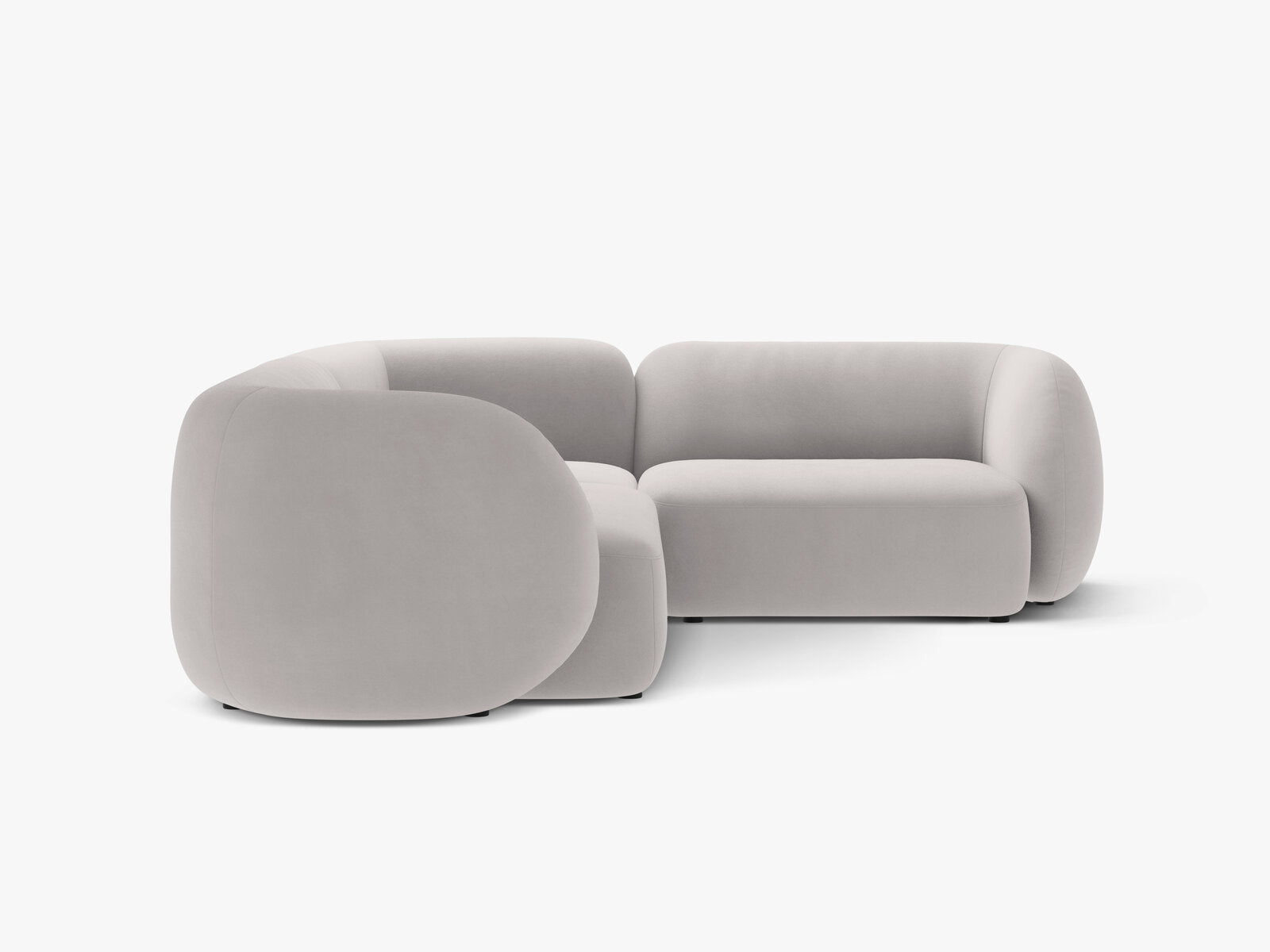 Micadoni Ecksofa Kate 4-Sitzer Rechts Samt Hellgrau