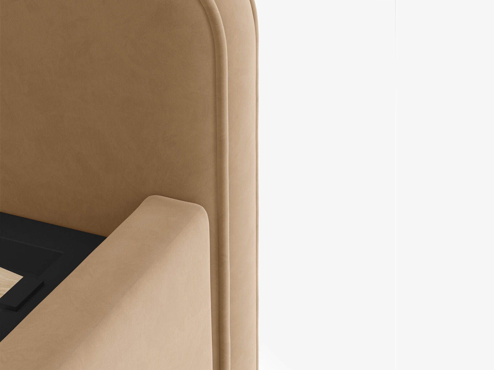 Micadoni Eda Bett mit Kopfteil Samt Casino Mandelbeige 140x200