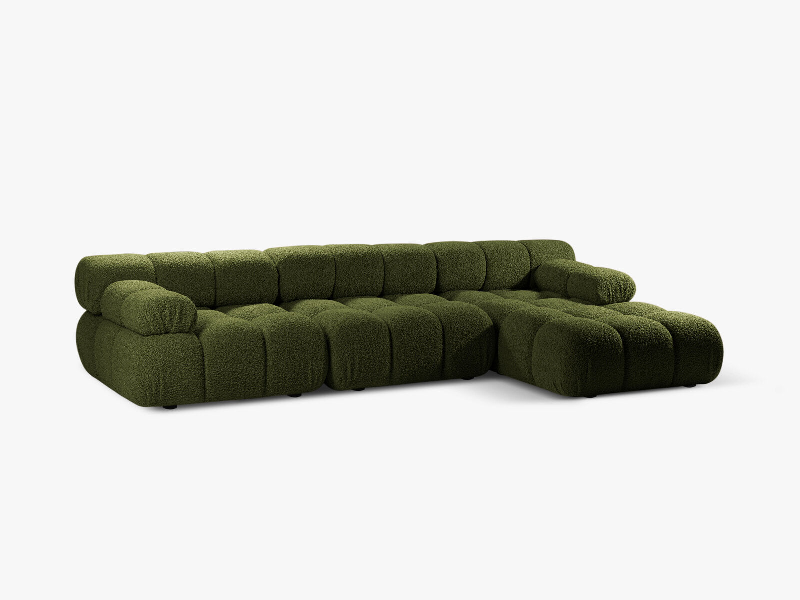 Micadoni Modulares Ecksofa Bellis 4-Sitzer Rechts Boucle Rolf Grün