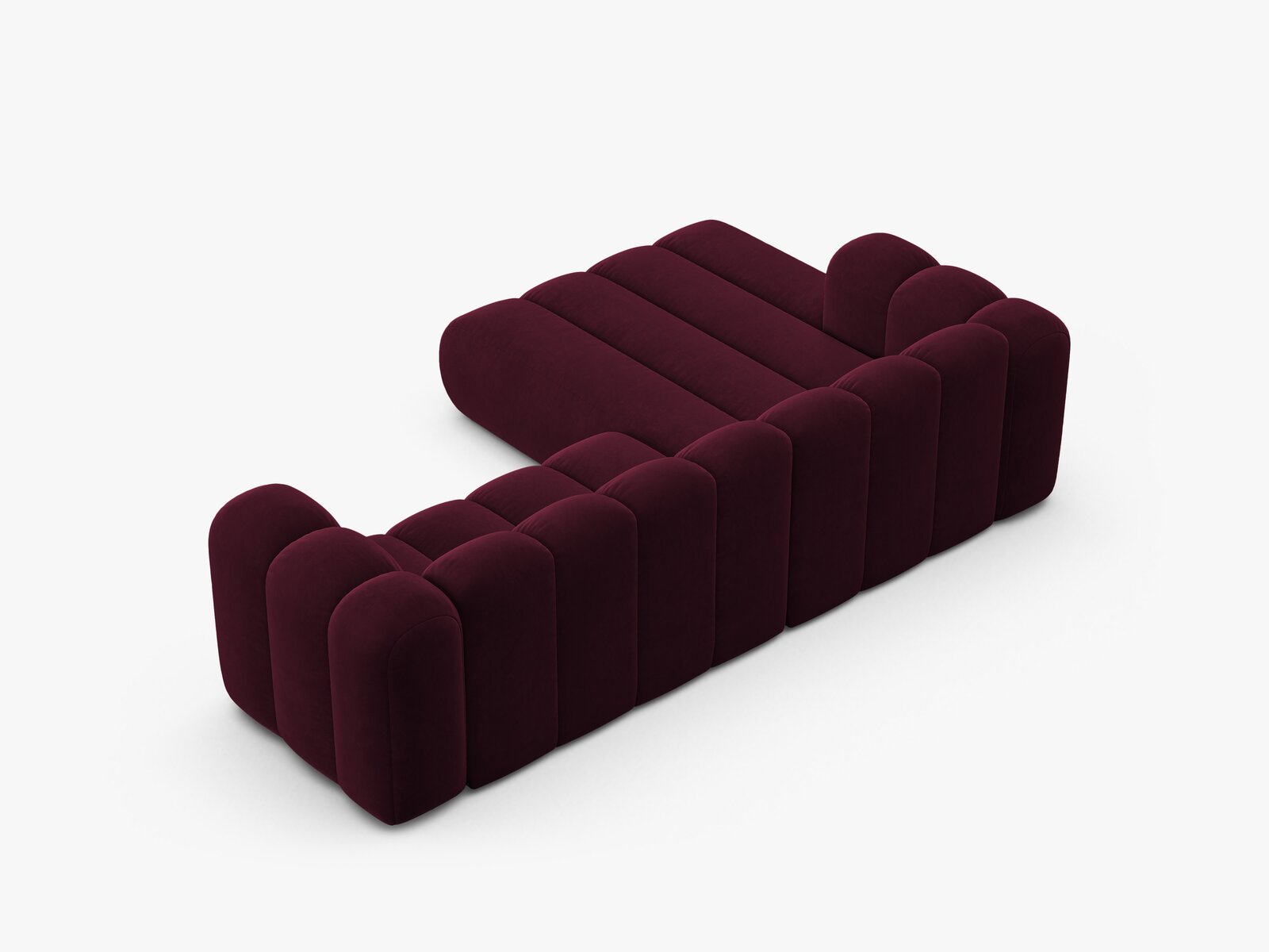 Micadoni Modulares Ecksofa Lupine 4-Sitzer mittelgroß Links Samt Venus Burgunder