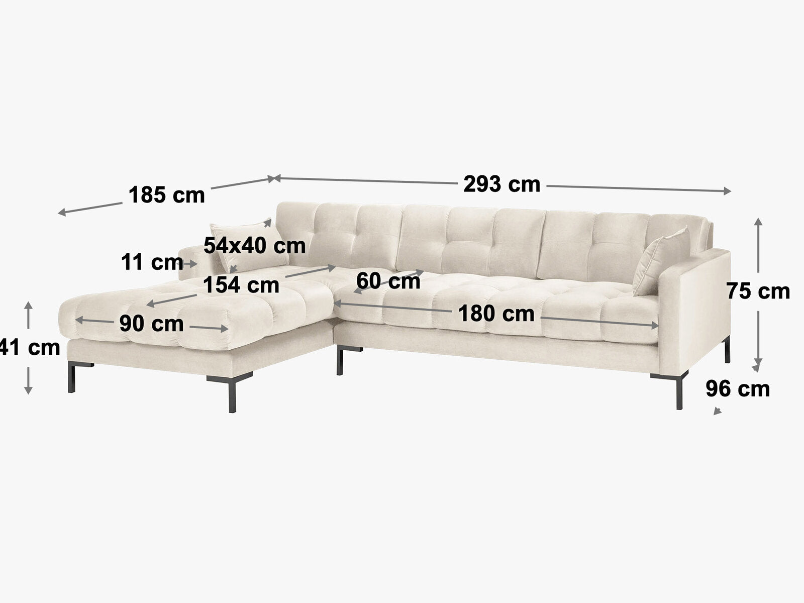 Micadoni Ecksofa Mamaia 5-Sitzer Rechts Samt Bluvel Königsblau schwarze Beine
