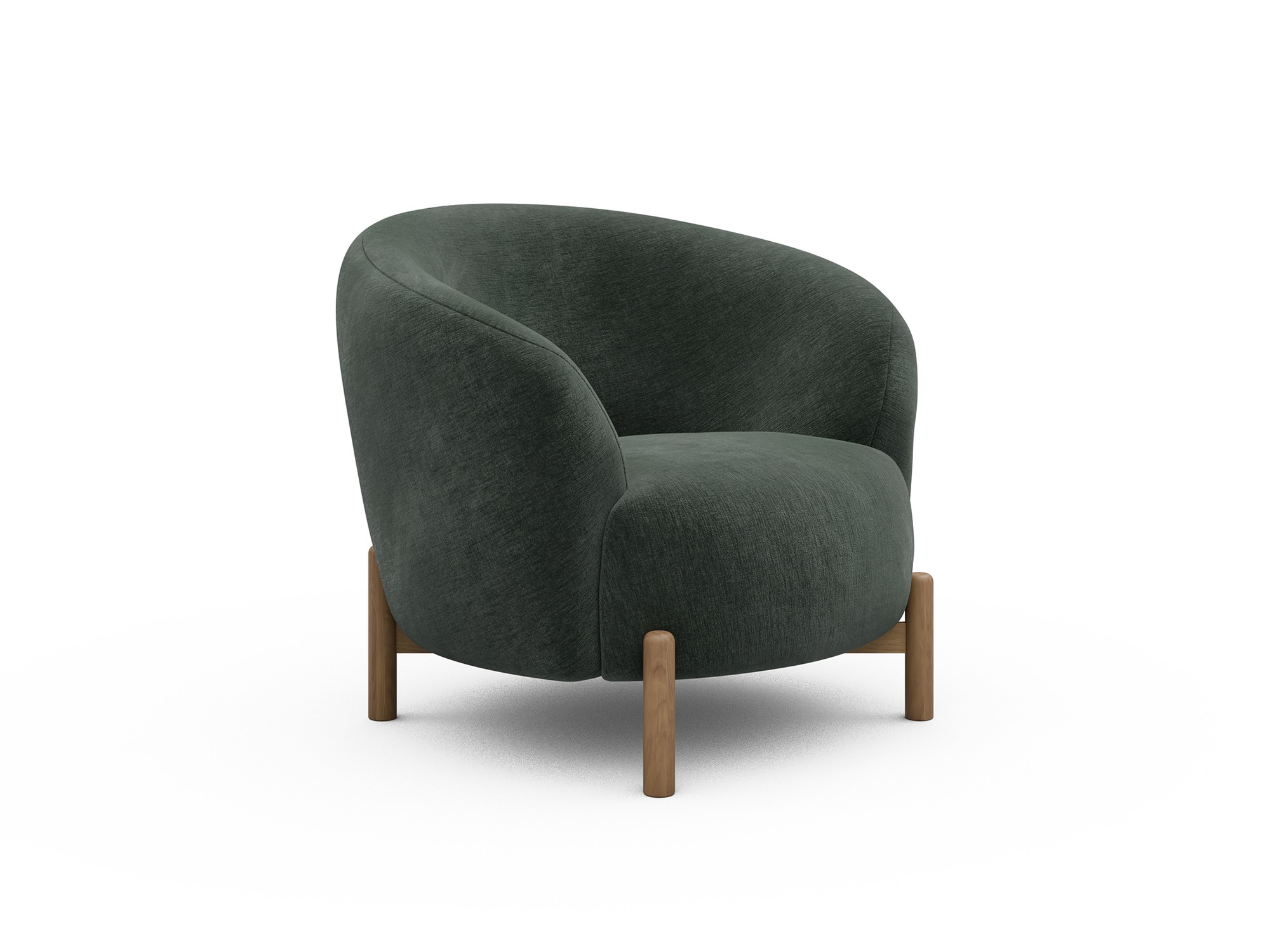 Sessel Ronda Holzbeine Eiche Natur Samt Smooth 814-Laurel-Green