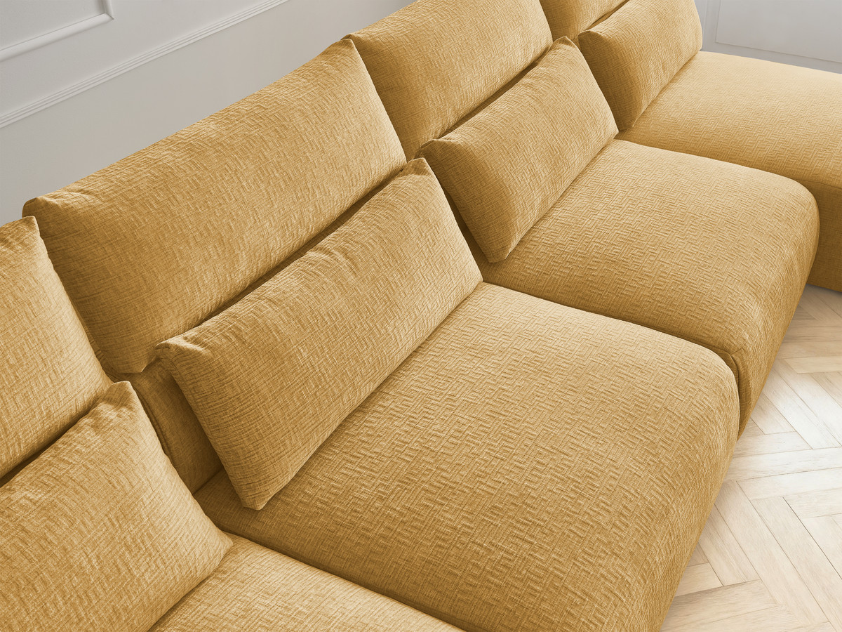 Bobochic Jana Wohnlandschaft mit kleinem Pouf Strukturstoff Gelb