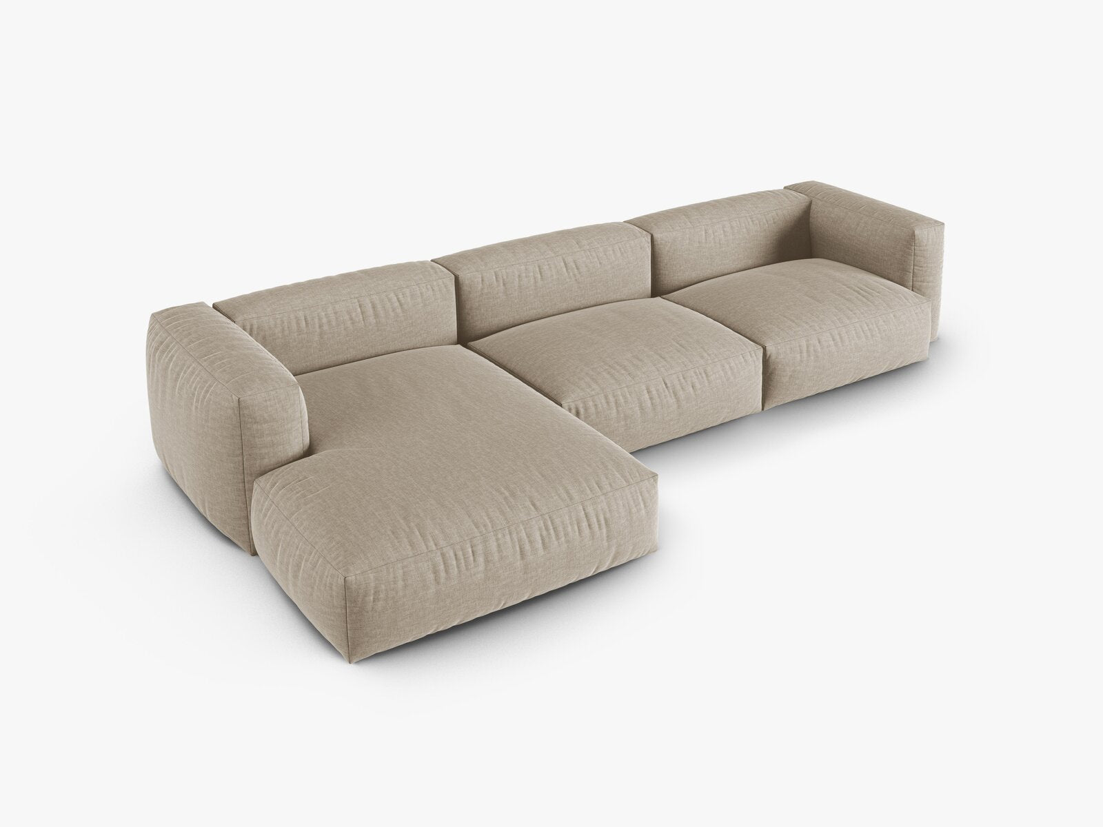 Micadoni Ecksofa Martina 3-Sitzer 90cm Sitztiefe Links Strukturierter Stoff Boston Helles Beige