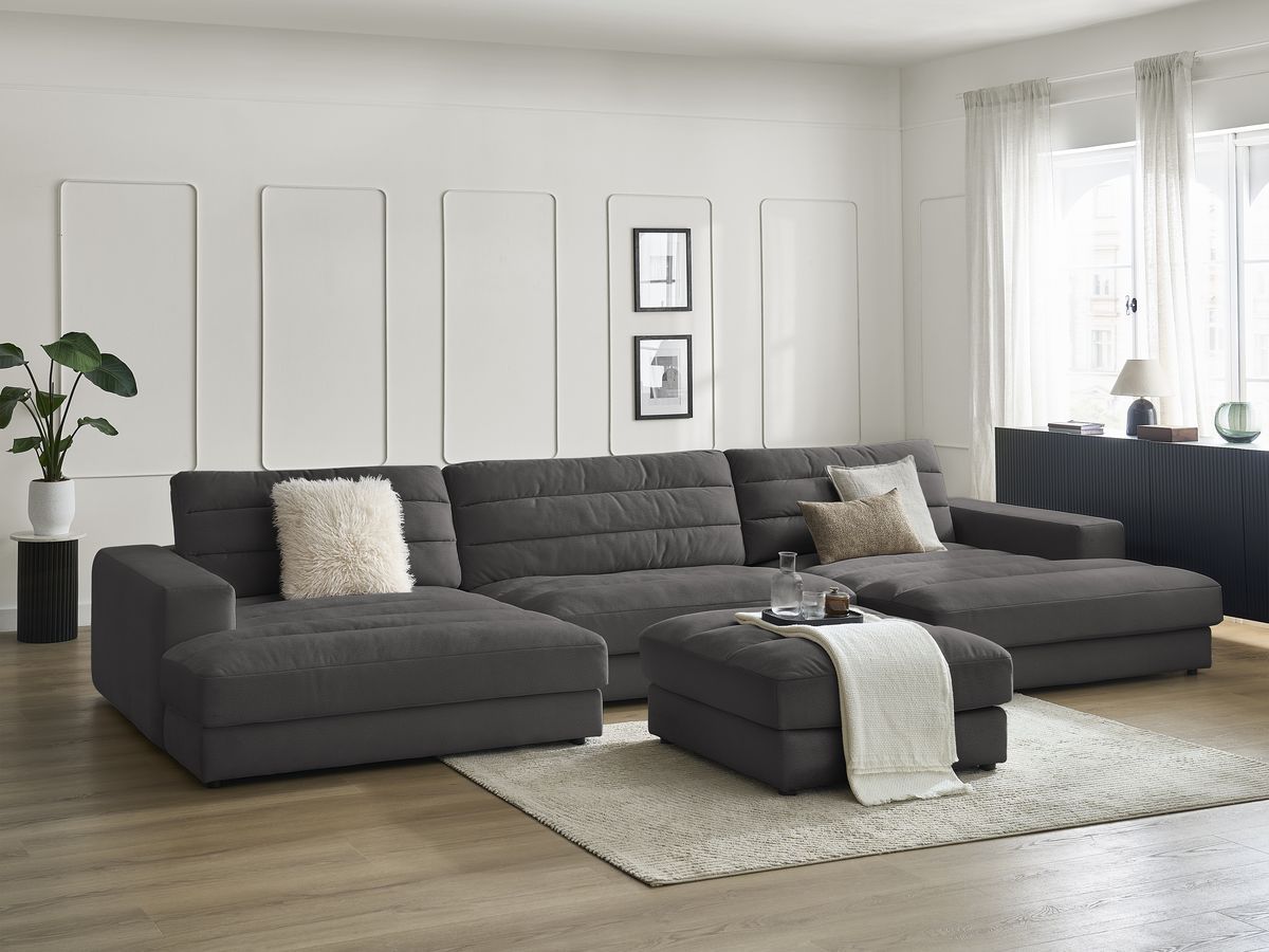 Bobochic Sierra Wohnlandschaft mit Pouf Samt Schwarz