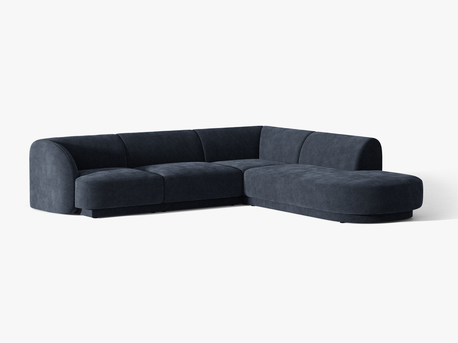 Micadoni Ecksofa Miley 6-Sitzer Chenille Eden Marineblau Rechts