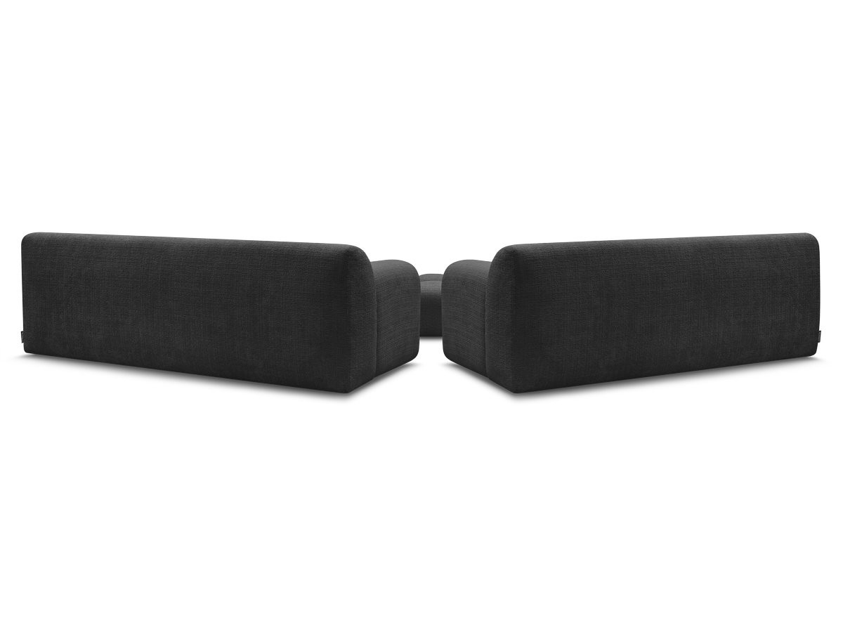 Bobochic Melisse Sofa 5-Sitzer mit Pouf Strukturstoff Schwarz