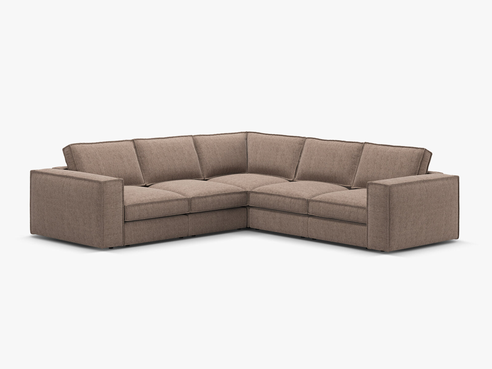 Micadoni modulares symmetrisches Ecksofa Pola 4-Sitzer Hellbraun