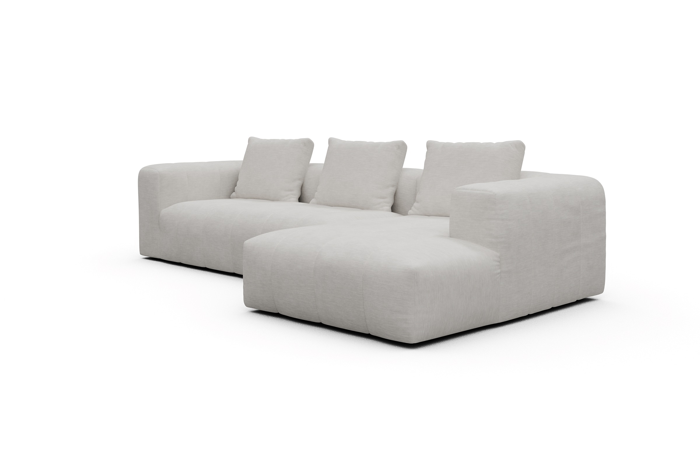 Ecksofa Hugo 2,5-Sitzer Armlehne links mit Chaiselongue Vivus-Dusty-Off-White