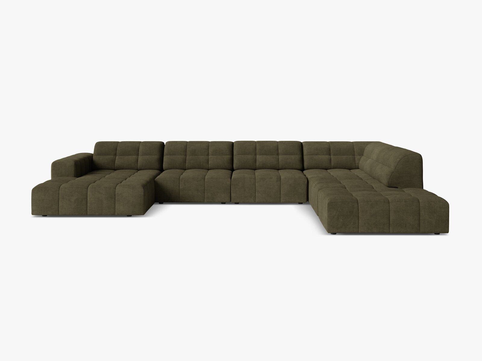 Micadoni Panorama Ecksofa Jennifer 7-Sitzer Rechts Chenille Eden Grün
