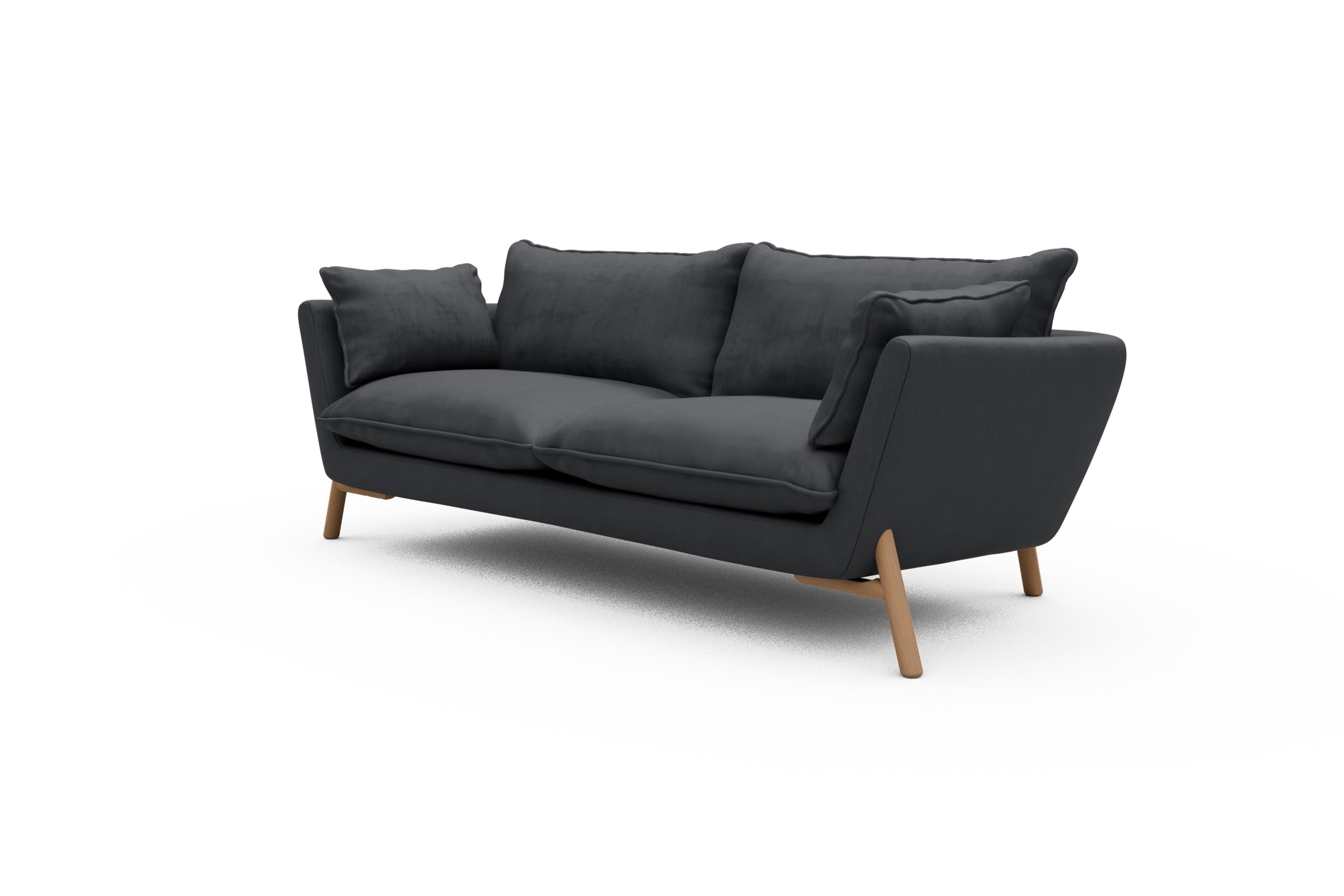 Sofa Emil PREMIUM 3-Sitzer Beinfarbe Eiche Natur Cordufine-Slate-Grey
