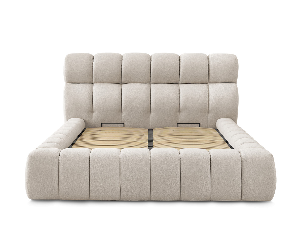 Bobochic Mont-blanc Polsterbett mit Bettkasten Stoff Beige, Liegefläche 140 × 190 cm