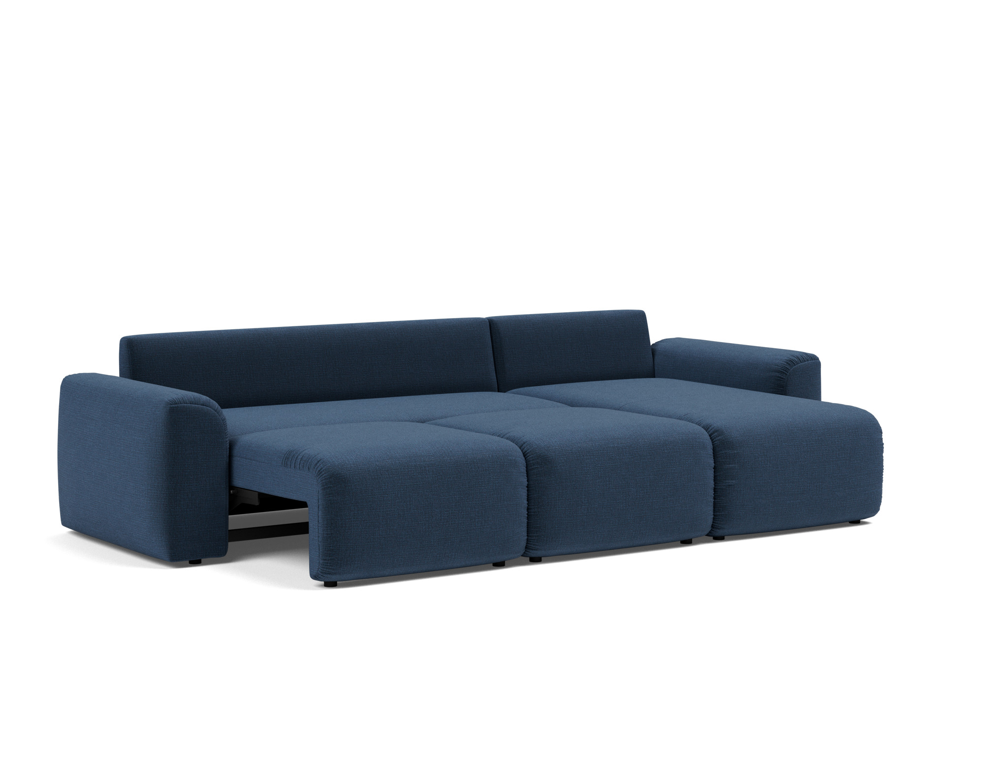 Schlafsofa Norum mit Chaiselongue und Chunky-Armlehnen Chenille Esina 414-Indigo-Blue