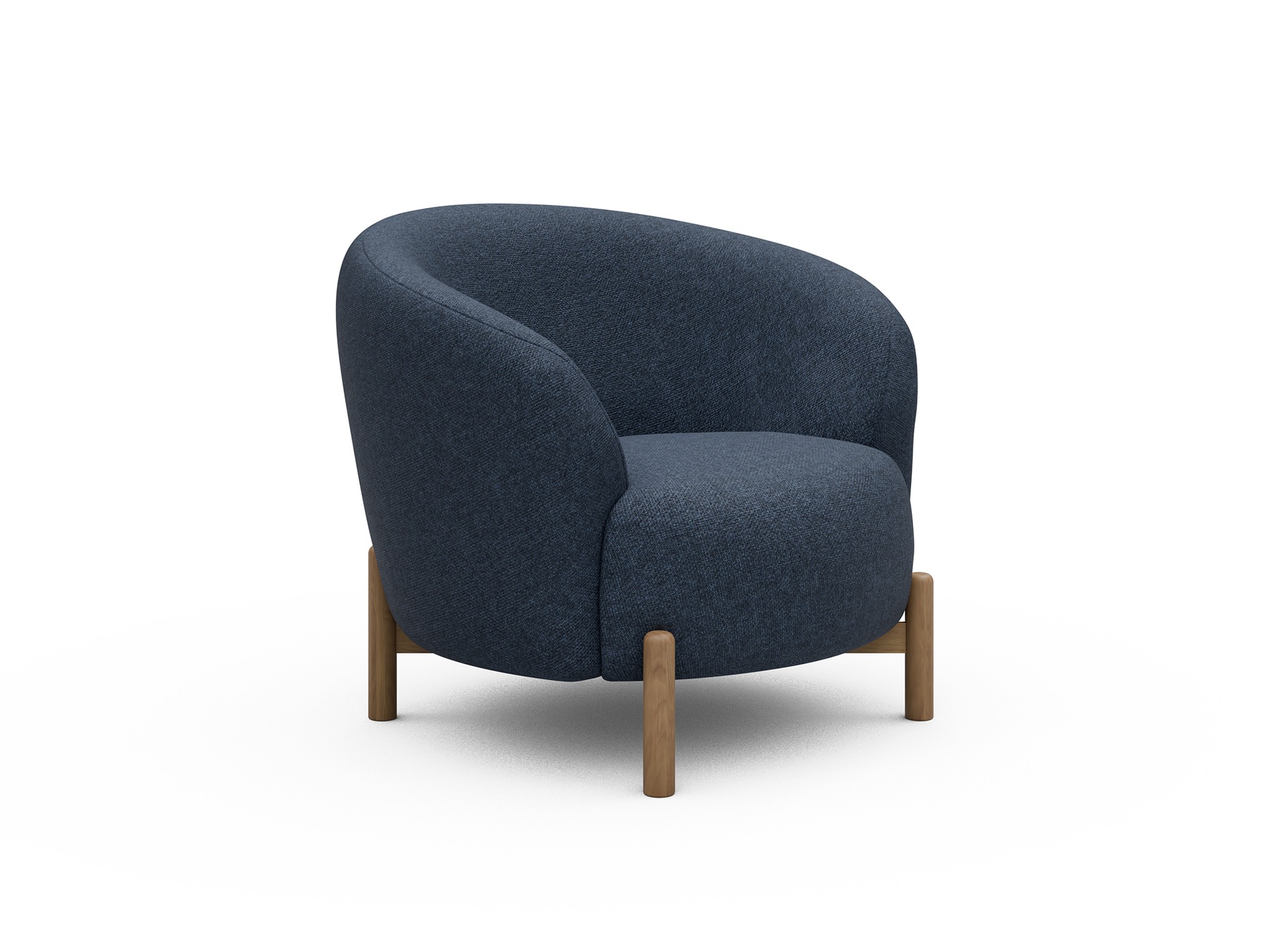 Sessel Ronda Holzbeine Eiche Natur Strukturierter Stoff Sama 339-Deep-Blue