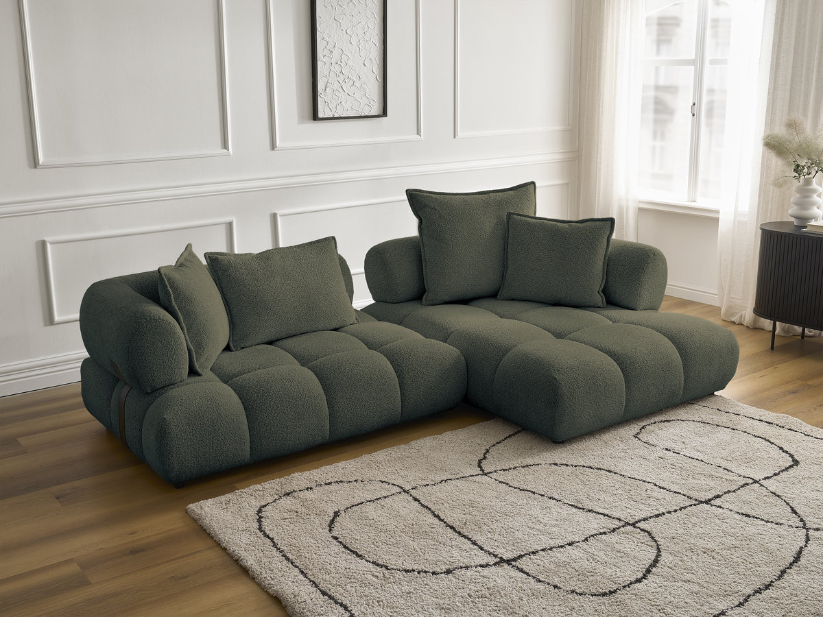 Bobochic Alya Ecksofa Bouclé-Stoff Grün Ecke rechts