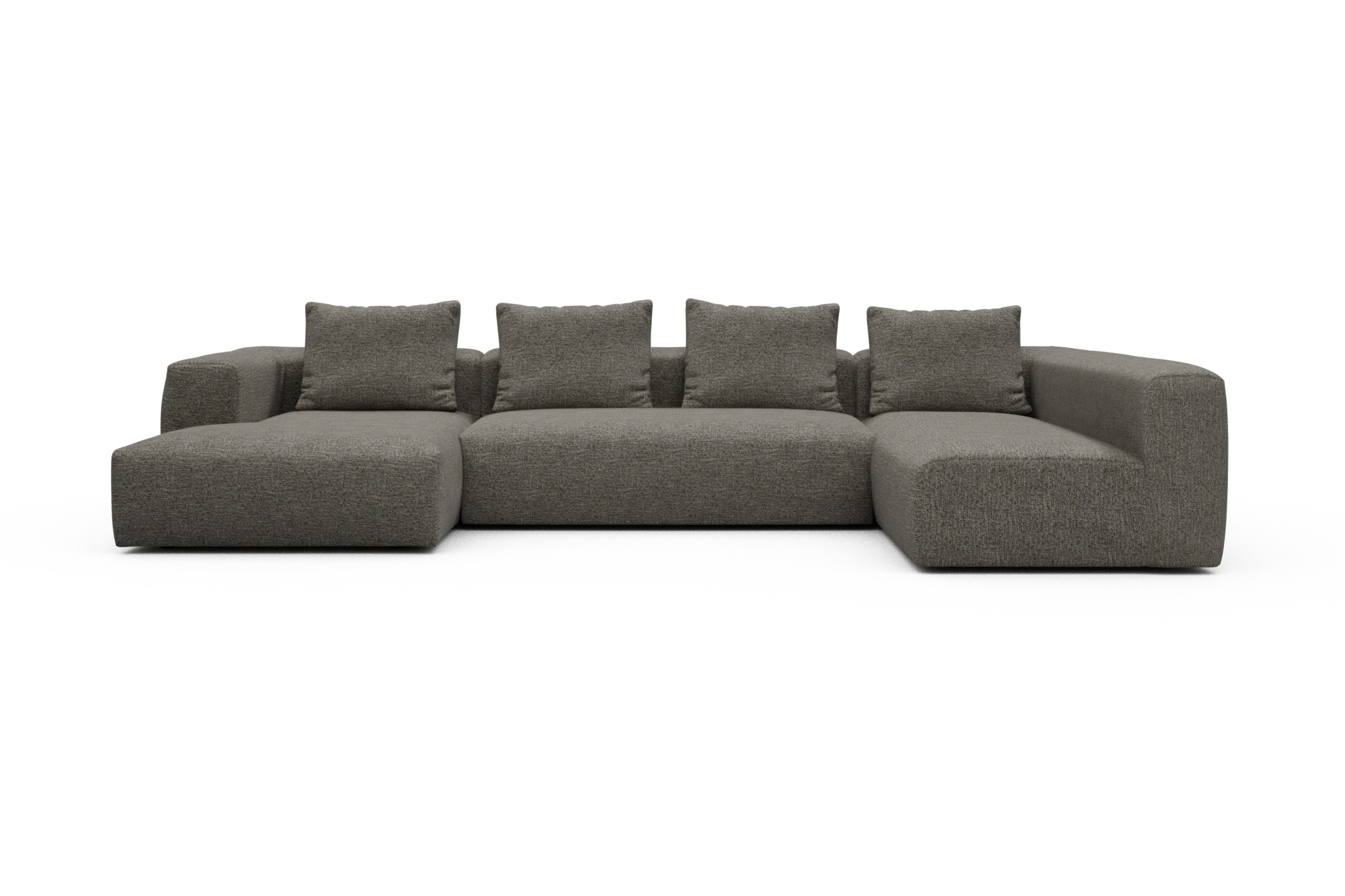 Skandi Home Wohnlandschaft Fred Chaiselongue links mit 2-Sitzer und lange Armlehne rechts Carreno-Sepie-Brown moebelfaktor