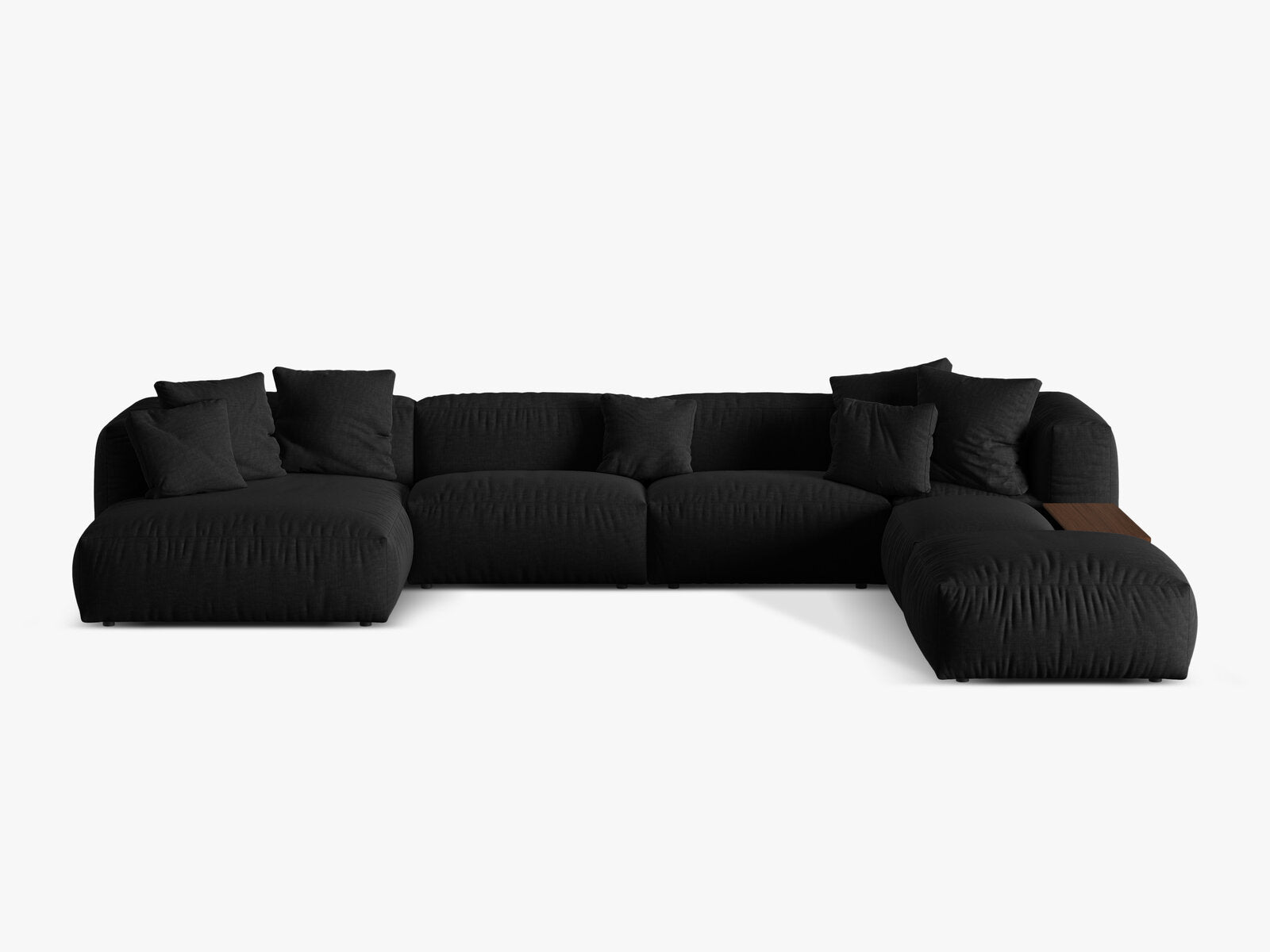 Micadoni Panorama-Ecksofa Martina 5-Sitzer Rechts Strukturierter Stoff Schwarz