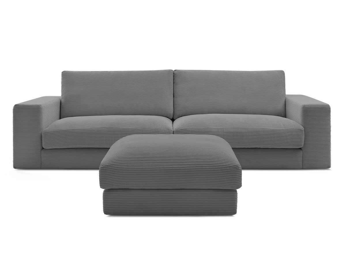 Bobochic Leonard Sofa 4-Sitzer mit Pouf 234 × 109 cm Cordsamt Dunkelgrau