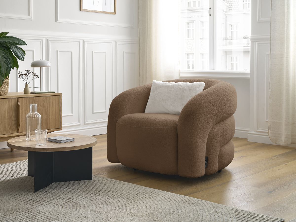 Bobochic Elina Sessel Bouclé-Stoff Braun