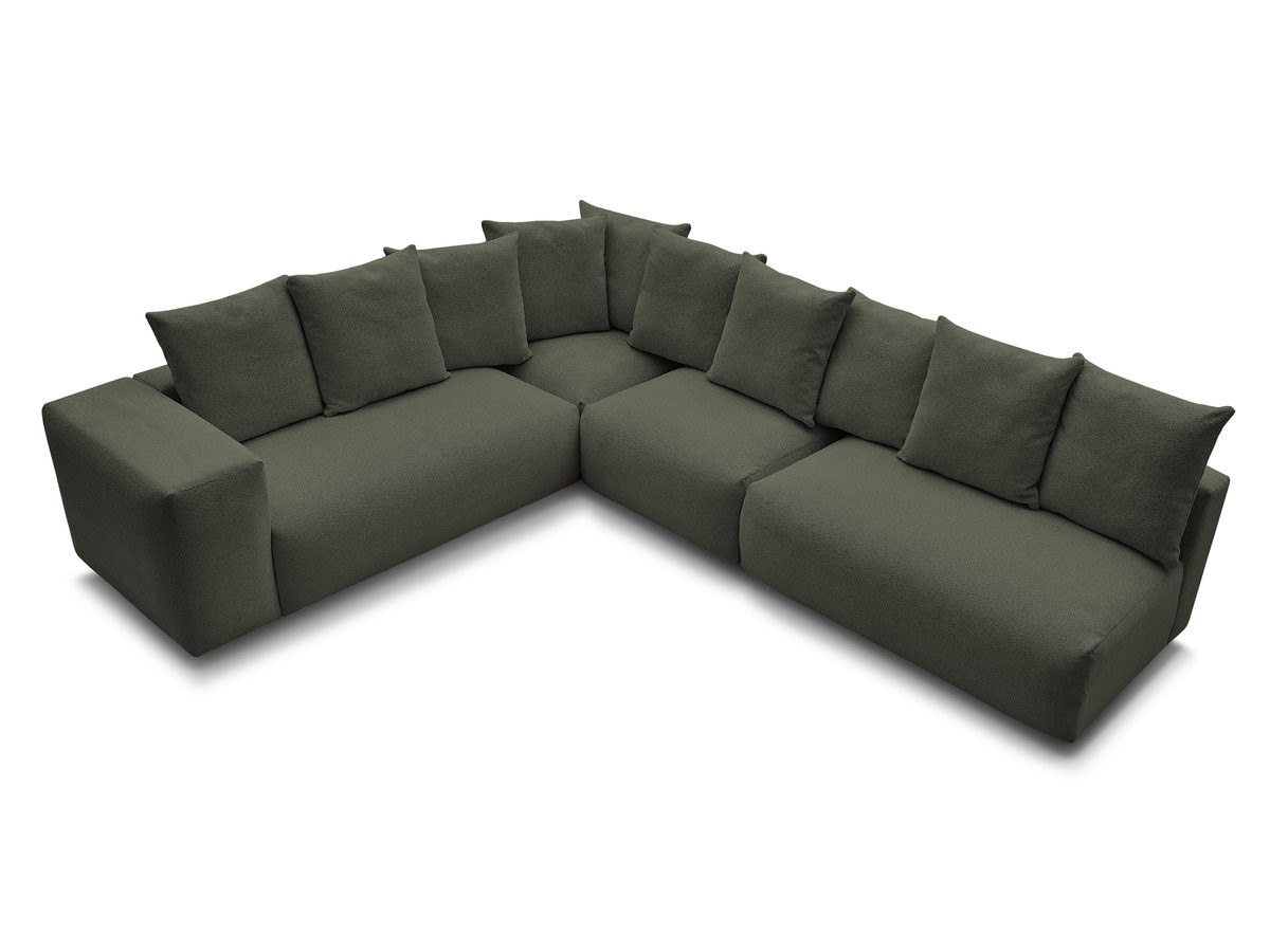 Bobochic Voltaire Ecksofa 322 × 268 cm Melange-Stoff Grün Ecke links