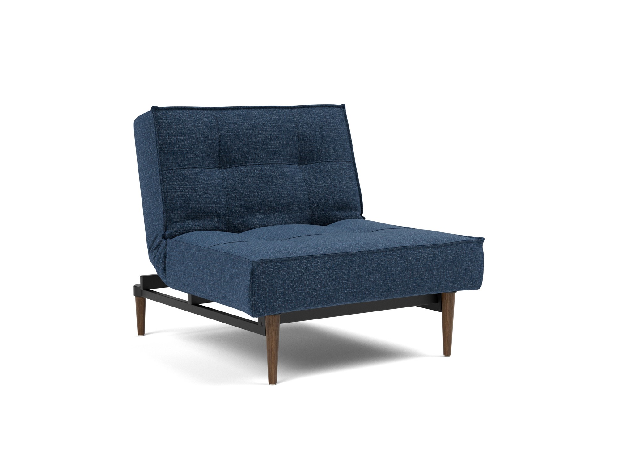 Sessel Splitback Chenille Esina 414-Indigo-Blue Beine Styletto Eiche dunkel