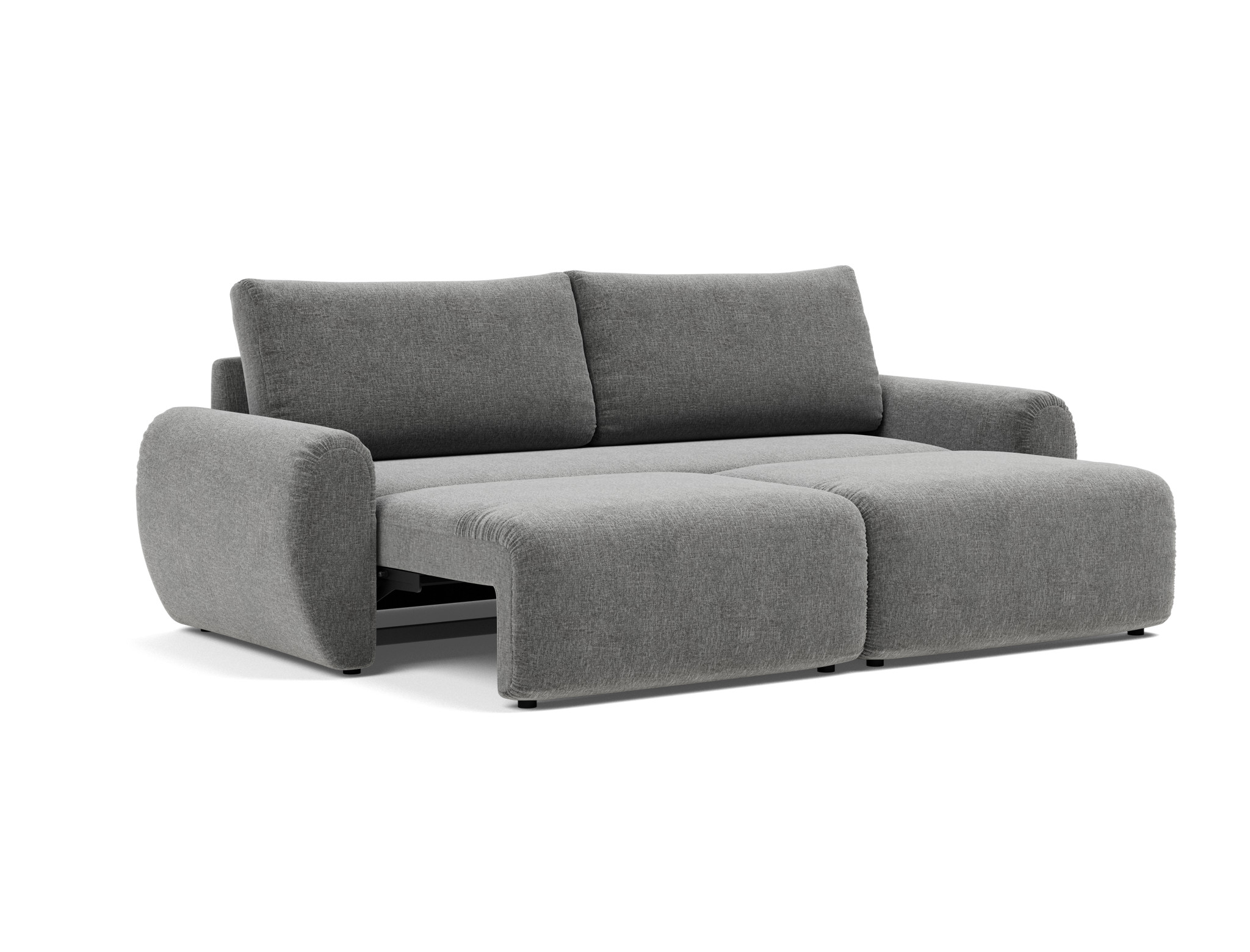 Schlafsofa Norum mit Curve-Armlehnen Strukturierter Stoff Twist 563-Charcoal