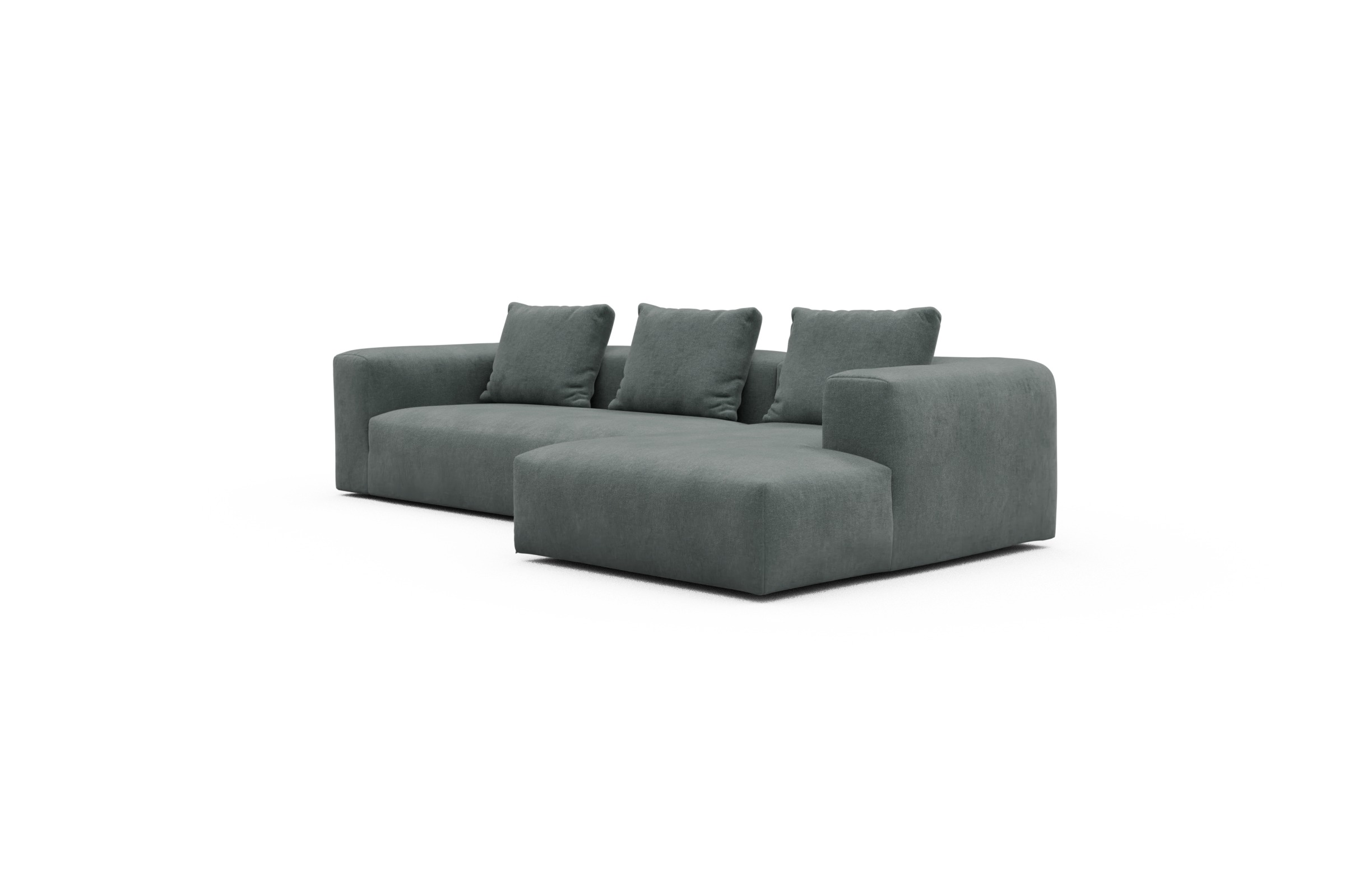 Ecksofa Fred Chaiselongue rechts mit 2,5-Sitzer Smooth-Silver-Grey