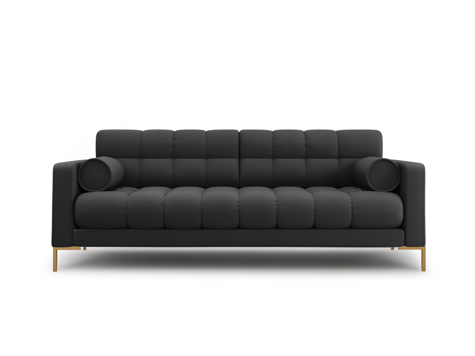 Cosmopolitan Design Sofa Bali 4-Sitzer Strukturierter Stoff Neve Dunkelgrau Beine Gold