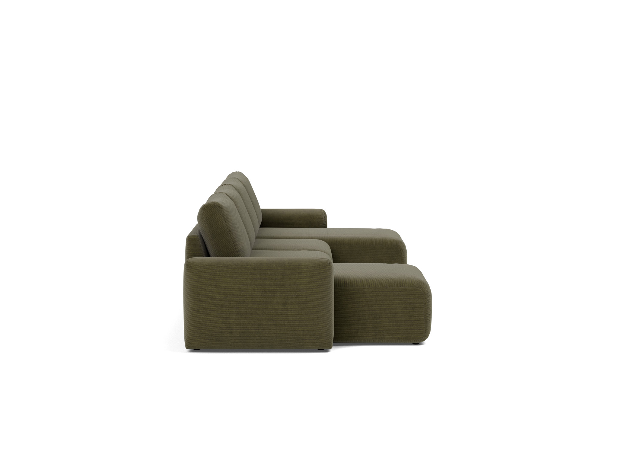 Schlafsofa Norum U-Form mit Chunky-Armlehnen Kord Cordufine 316-Pine-Green