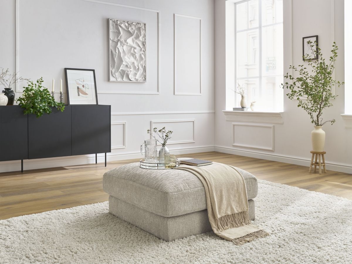 Bobochic Leonard Pouf Strukturstoff Beige
