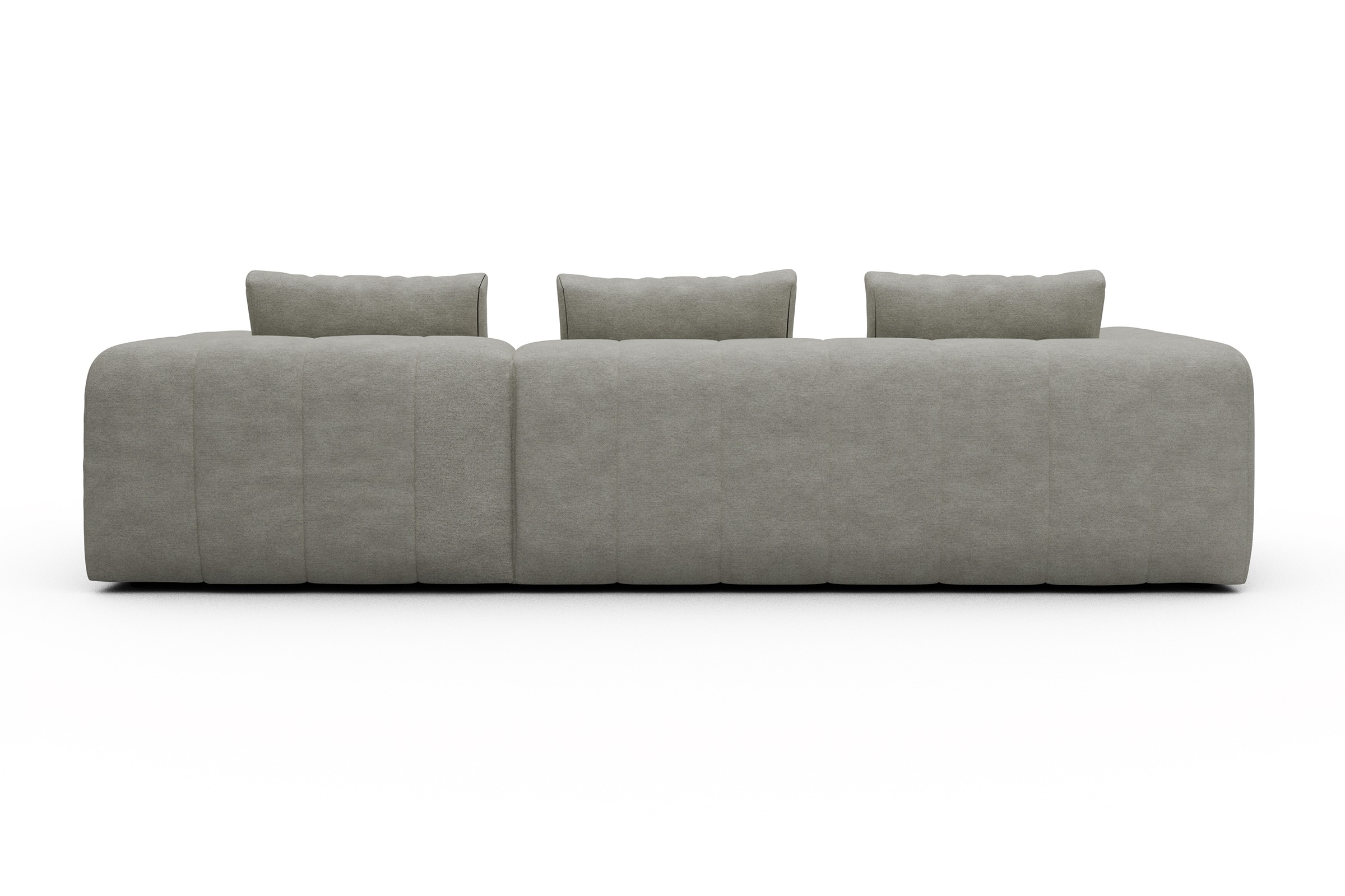 Ecksofa Hugo 2,5-Sitzer Armlehne links mit Chaiselongue Carreno-Moon-Stone-White